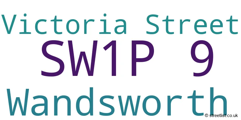 A word cloud for the SW1P 9 postcode